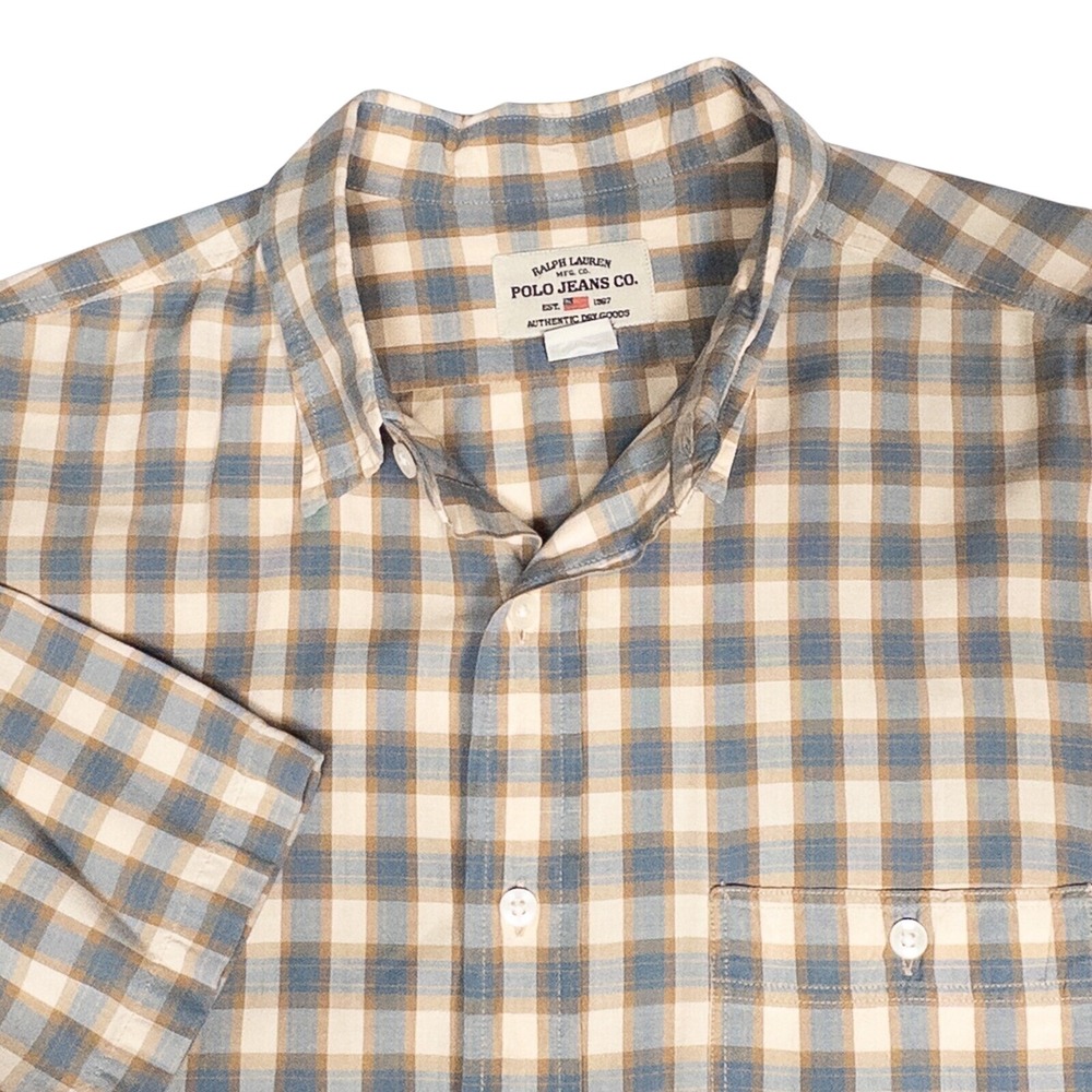 Ralph Lauren Polo Jeans Co. Plaid Short Sleeve Button Up Shirt L